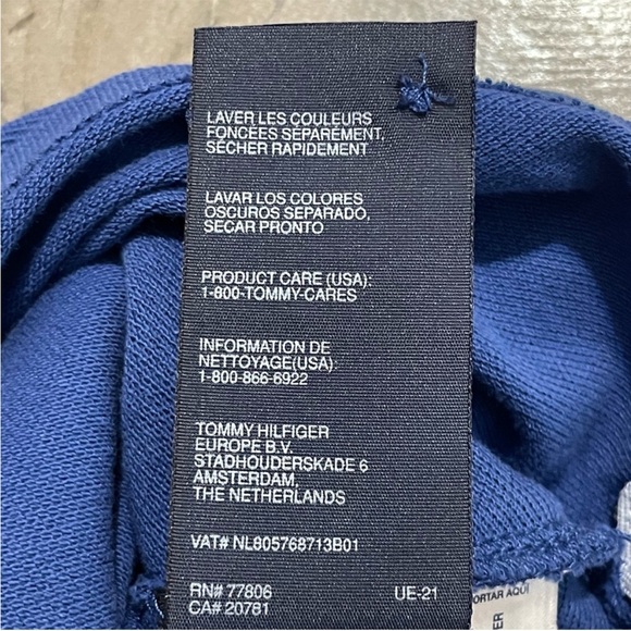 Tommy Hilfiger Logo Polo Custom Fit Golf Classic 100% Cotton Medium Blue Men’s L - Picture 9 of 10